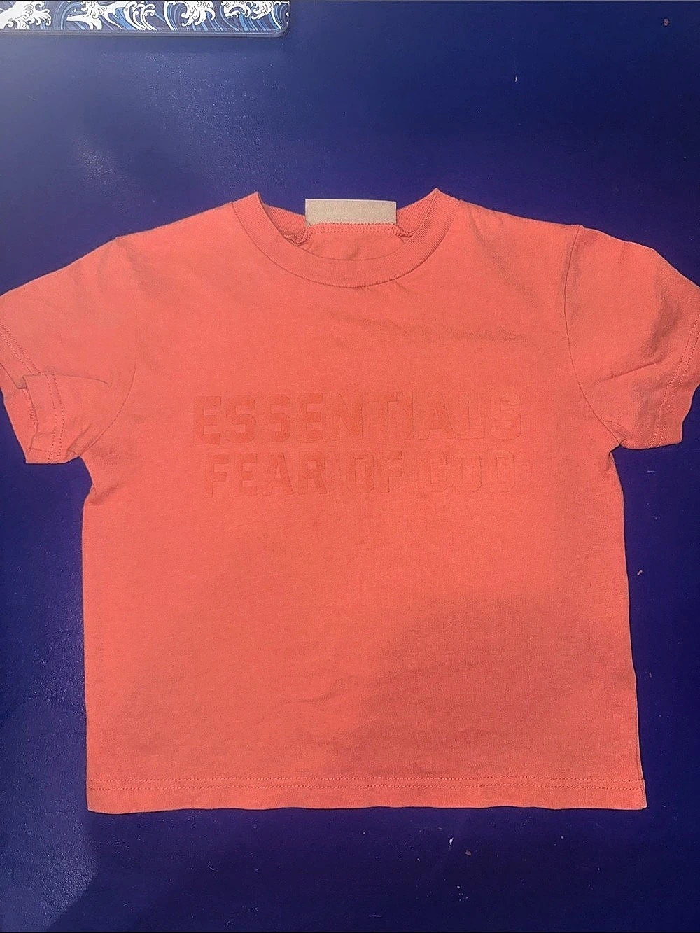 Fear of God ESSENTIALS Kids Orange T-Shirt Tonal Logo 100% Cotton Size S